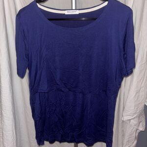 Small Show Women Nursing Blue T-Shirt Short Sleeve Scoop Neck Size Large